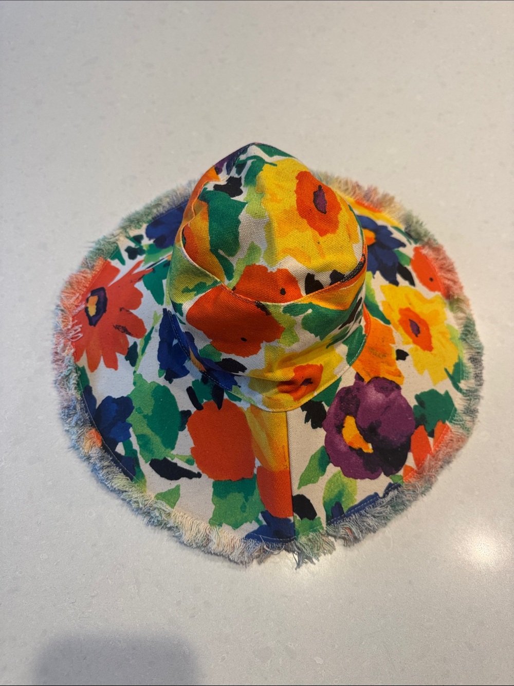 Frances Valentine Floral Wide-Brim Sun Hat in Multicolor